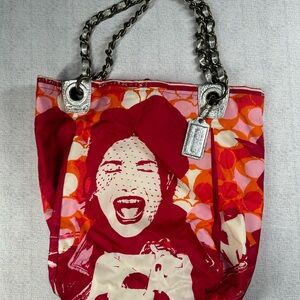 Coach Red and Pink Artistic Tote